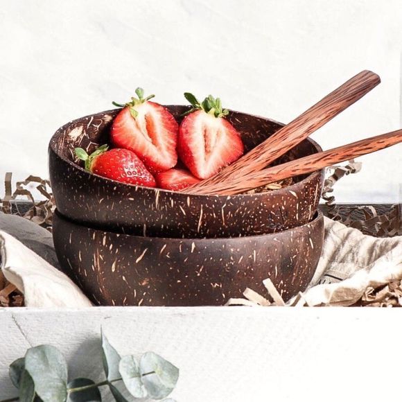 2 Large Coconut bowl, natural handmade, eco friendly, vegan bowl, salad bowl - Picture 9 of 9